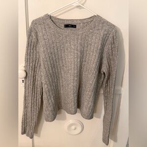 Mango Light Gray Ribbed Sweater